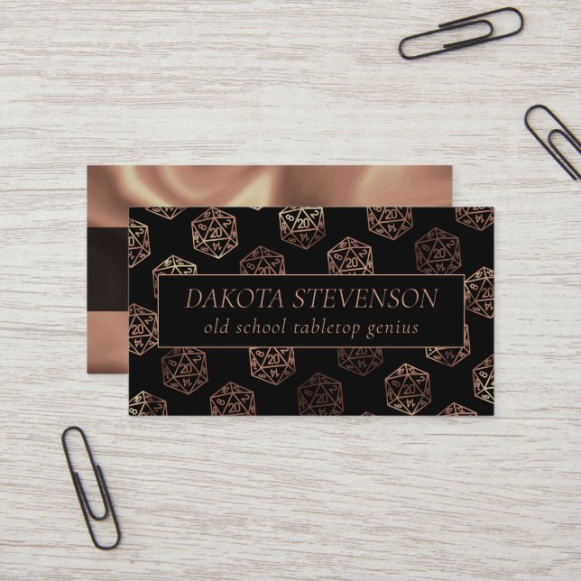 RPG Dice | Kupfer Fantasy Tabletop Gamer Branding Visitenkarte (Vorderseite/Rückseite Beispiel)