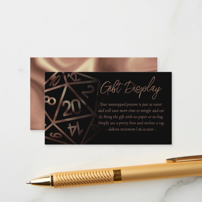 RPG Dice | Kupfer Fantasy Tabletop Geschenk auf Di Begleitkarte (Vorderseite/Rückseite Beispiel)