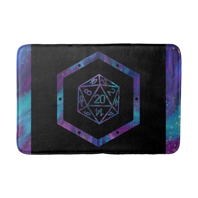 RPG Dice | Nebula Fantasy Retro Tabletop PnP Gamer Badematte (Vorderseite)