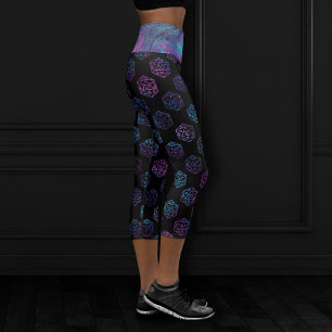 RPG Dice Nebula Fantasy Retro Tabletop PnP Gamer Capri Leggings