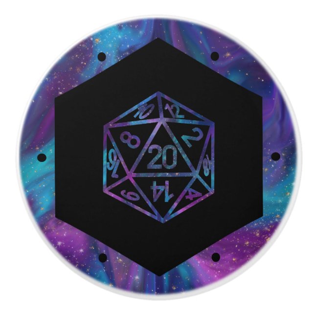 RPG Dice | Nebula Fantasy Retro Tabletop PnP Gamer Keramikknauf (Vorderseite)