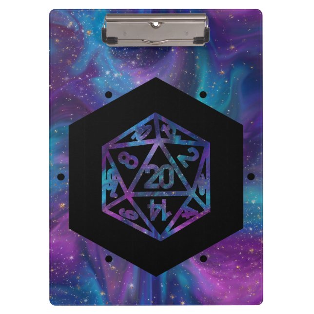 RPG Dice | Nebula Fantasy Retro Tabletop PnP Gamer Klemmbrett (Vorderseite)