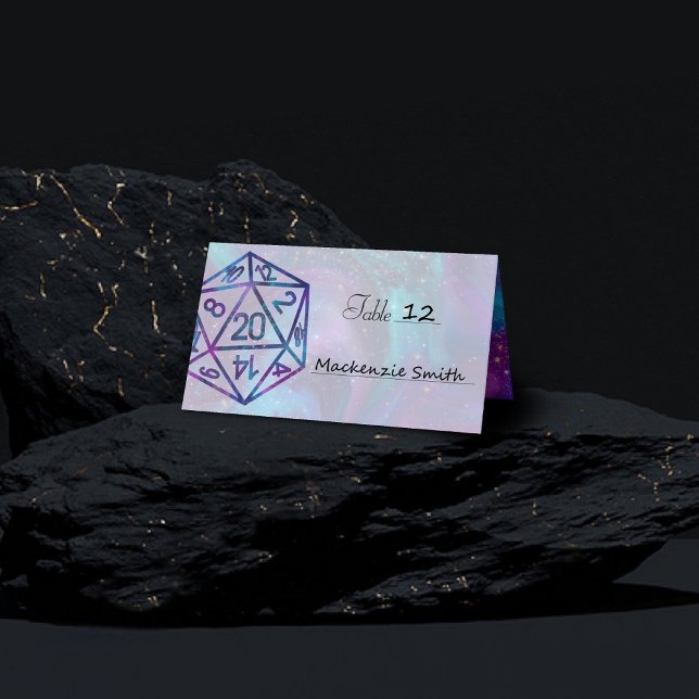 RPG Dice | Nebula Fantasy Retro Tabletop PnP Gamer Platzkarte (Von Creator hochgeladen)