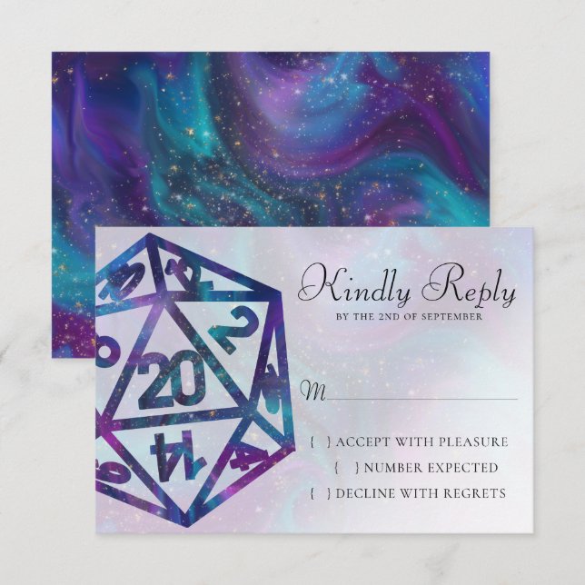 RPG Dice | Nebula Fantasy Retro Tabletop PnP Gamer RSVP Karte (Vorne/Hinten)