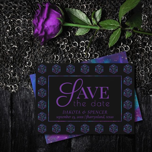 RPG Dice | Nebula Fantasy Retro Tabletop PnP Gamer Save The Date (Von Creator hochgeladen)