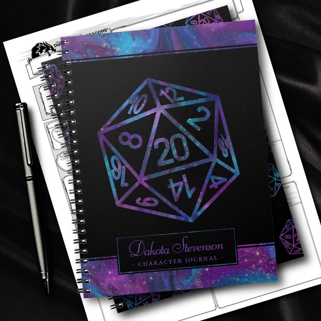 RPG Dice | Nebula Fantasy Tabletop Gamer-Charakter Notizblock (Von Creator hochgeladen)