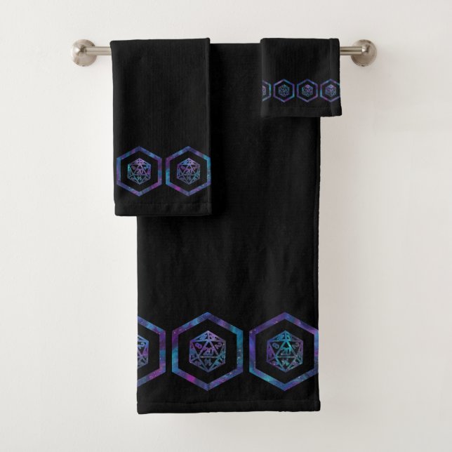 RPG Dice | Nebula Fantasy Tabletop Retro PnP Gamer Badhandtuch Set (Insitu)