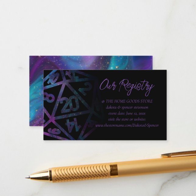 RPG Dice | Neula Fantasy Tabletop Gamer Registry Begleitkarte (Vorderseite/Rückseite Beispiel)