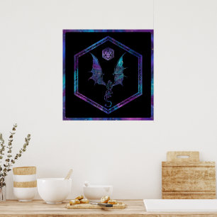 RPG Dragon   Nebula Fantasy Tabletop Gamer Dice Poster