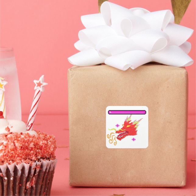 RPG Dragon Quadratischer Aufkleber (Party)