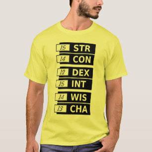 RPG-Fantasie-Fähigkeits-Kerben STR WIS CHA des T-Shirt