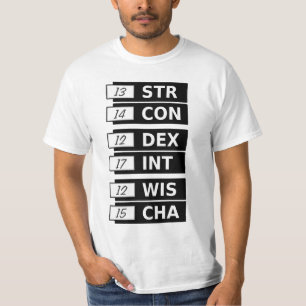 RPG-Fantasie-Fähigkeits-Kerben STR WIS CHA des T-Shirt