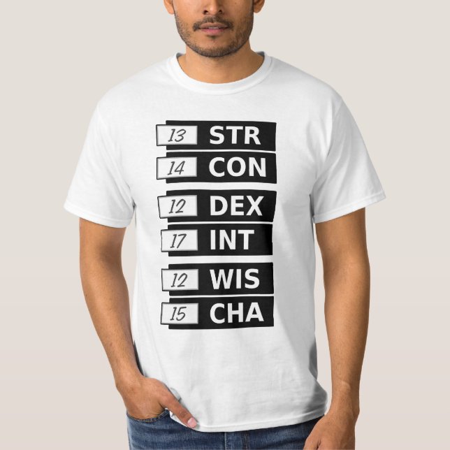 RPG-Fantasie-Fähigkeits-Kerben STR WIS CHA des T-Shirt (Vorderseite)