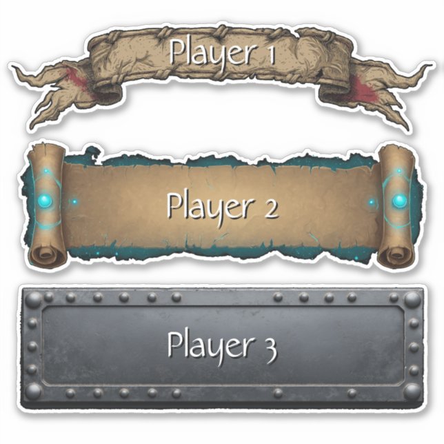 RPG Fantasy-Namensschild-Aufkleber-Set Aufkleber (Vorderseite)