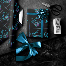 RPG-Game | Holo Fantasy Tabletop Retro Gamer Geschenkpapier