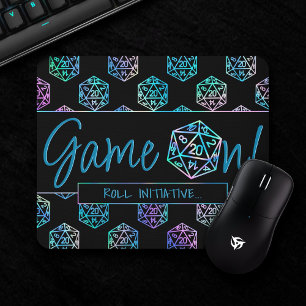 RPG Game On   Holo Retro Tabletop Roleplayer Dice Mousepad