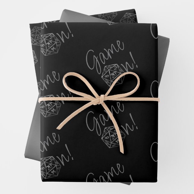 RPG-Game | Silver PnP Tabletop Role Player Dice Geschenkpapier Set (Beispiel)