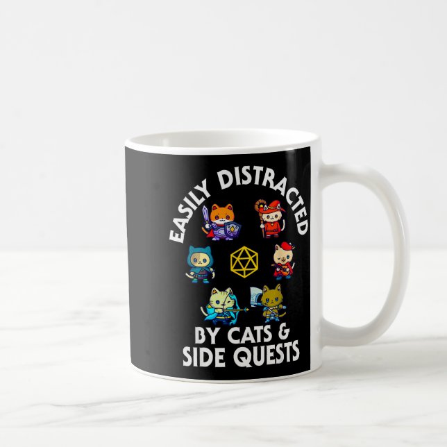 Rpg Gamer Cats Side Quest Funny Nerd Adhd Cat Men  Kaffeetasse (Rechts)