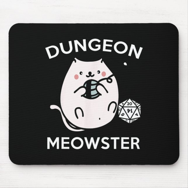 Rpg Gamer Cats Side Quest Funny Nerd D20 Dice Game Mousepad (Vorne)
