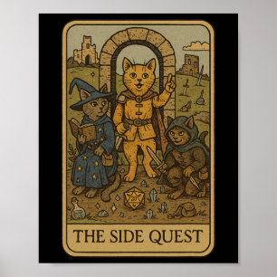 Rpg Gamer Katzen Lustige Nebenquest Tarotkarte Ner Poster