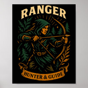 Rpg Gamer Ranger D20 Dice Nerdy Geek Men Women Kin Poster