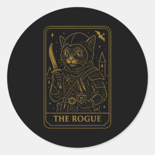 Rpg Gamer Rogue D20 Dice Nerdy Geek Cat Men Women Runder Aufkleber