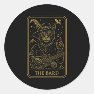 Rpg Gamer The Bard D20 Dice Nerdy Geek Cat Men Wom Runder Aufkleber