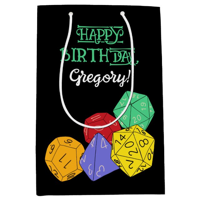 RPG Gaming Dice, Board, Fantasy Games Personalisie Mittlere Geschenktüte (Vorderseite)