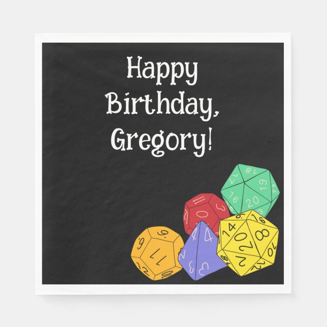 RPG Gaming Dice, Board, Fantasy Games Themed Party Serviette (Vorderseite)