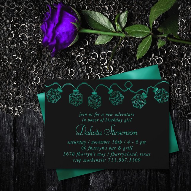 RPG-Leuchten | Emerald Fantasy Tabletop Gamer Dice Einladung (Von Creator hochgeladen)