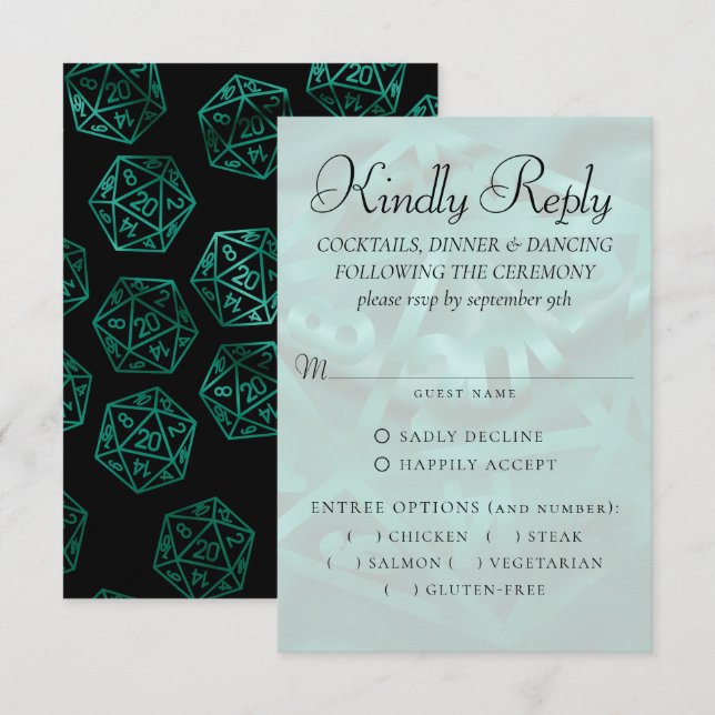 RPG-Leuchten | Emerald Fantasy Tabletop Gamer Entr RSVP Karte (Vorne/Hinten)