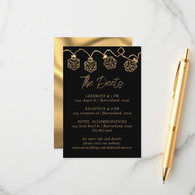 RPG-Leuchten | Gold Fantasy Tabletop Gamer Detail Begleitkarte (Vorderseite/Rückseite Beispiel)