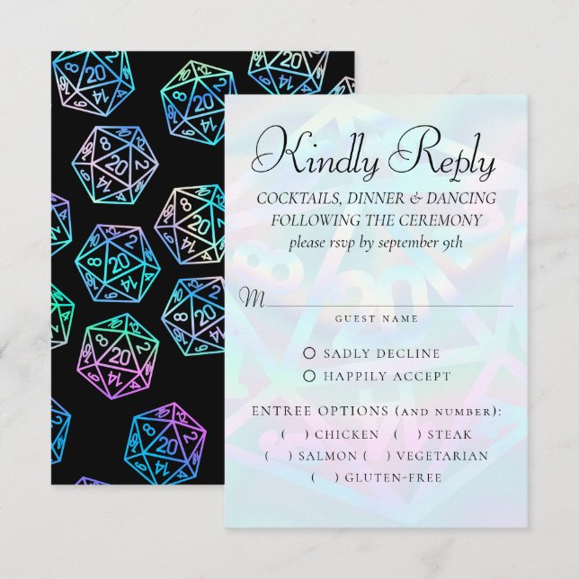 RPG-Leuchten | Holo Fantasy Tabletop Gamer Entree RSVP Karte (Vorne/Hinten)