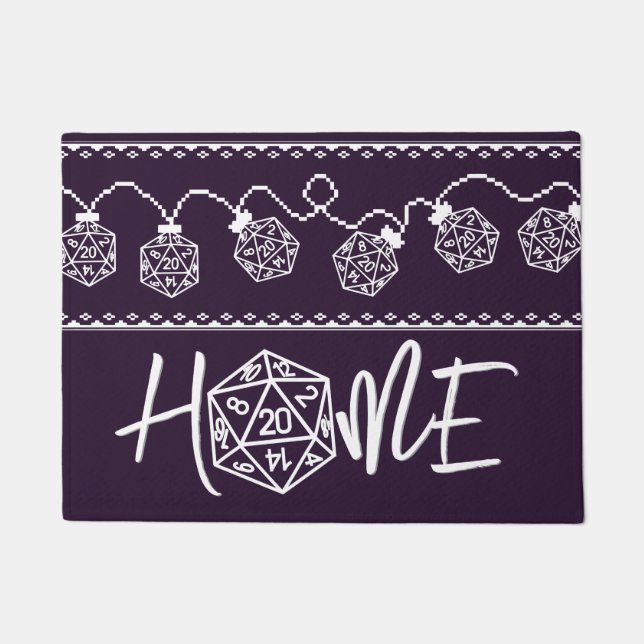 RPG-Leuchten Lila | Fantasy Tabletop Gamer Dice Fußmatte (Vorderseite)