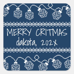 RPG Lights Blau   Fantasy Tabletop Gamer Dice Quadratischer Aufkleber