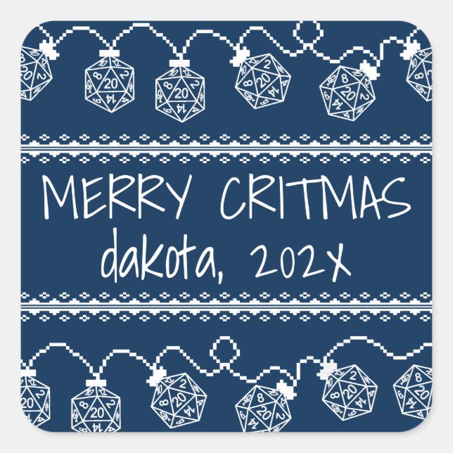 RPG Lights Blau | Fantasy Tabletop Gamer Dice Quadratischer Aufkleber (Vorderseite)