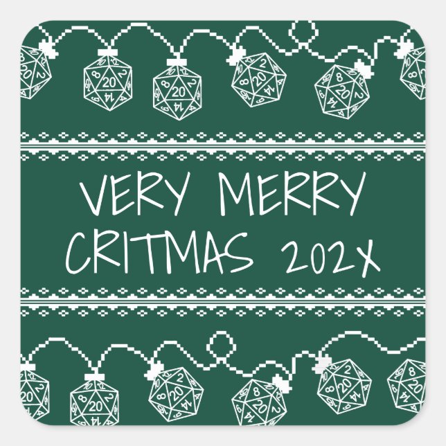 RPG Lights Grün | Fantasy Tabletop Gamer Dice Quadratischer Aufkleber (Vorderseite)