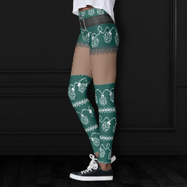 RPG Lights Grün | Retro Ugly Sweater Dark Skin Leggings