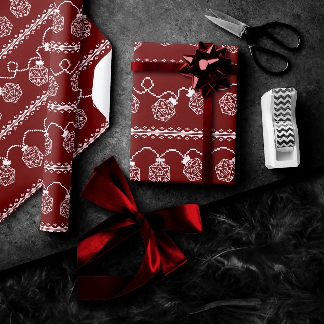 RPG Lights Red | Fantasy Tabletop Retro Gamer Dice Geschenkpapier (Von Creator hochgeladen)