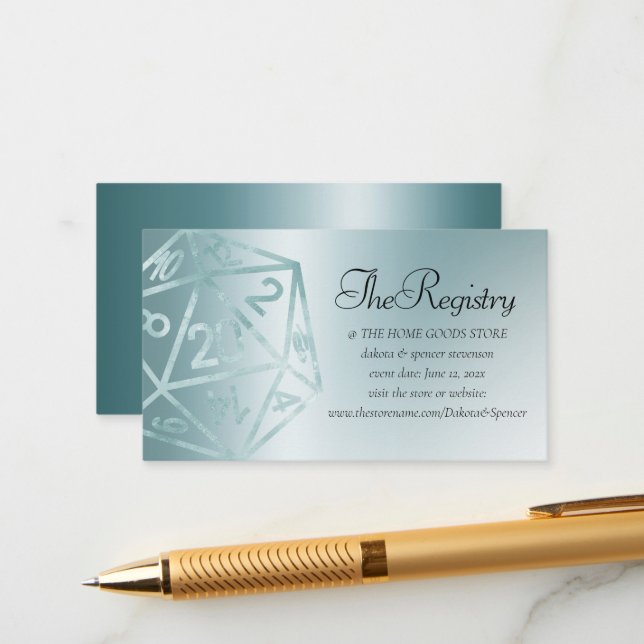 RPG Luxe | Aqua Fantasy Tabletop Gamer Registry Begleitkarte (Vorderseite/Rückseite Beispiel)