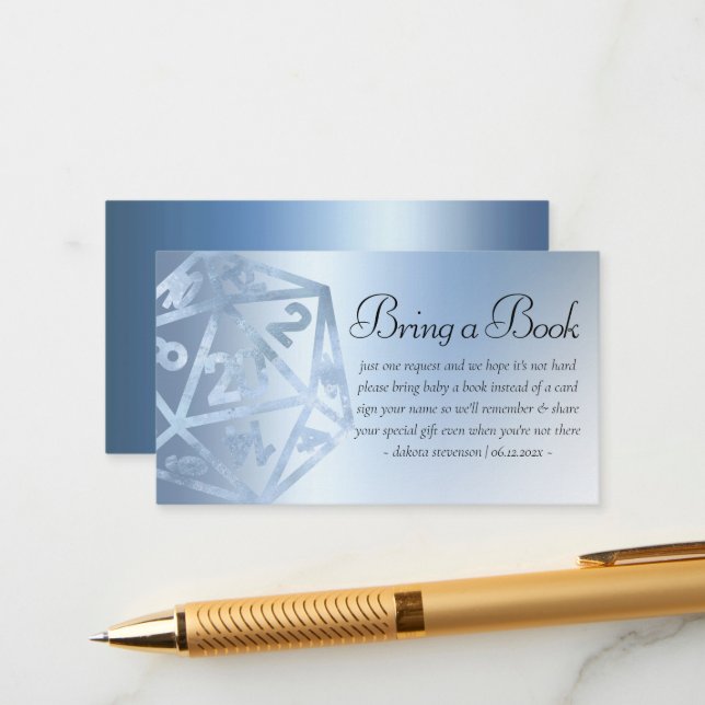 RPG Luxe | Blue Fantasy Tabletop Gamer Baby Book Begleitkarte (Vorderseite/Rückseite Beispiel)