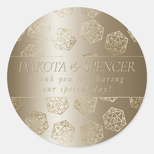 RPG Luxe | Gold Fantasy Tabletop Gamer Dice Custom Runder Aufkleber (Vorderseite)