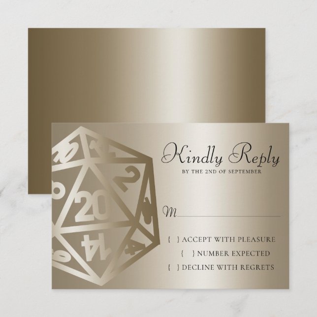 RPG Luxe | Gold Sheen Fantasy Tabletop Gamer Dice RSVP Karte (Vorne/Hinten)