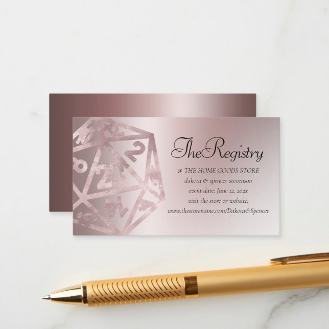 RPG Luxe | Mauve Fantasy Tabletop Gamer Registry Begleitkarte (Vorderseite/Rückseite Beispiel)