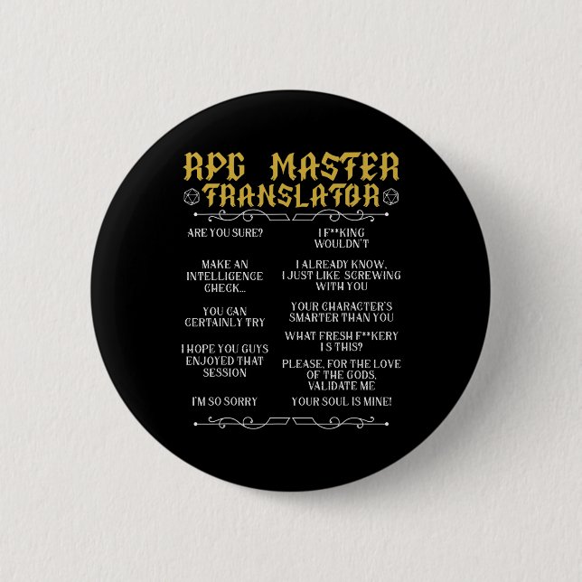 Rpg Master Übersetzer D20 Tabletop Spiele Lustiges Button (Vorderseite)
