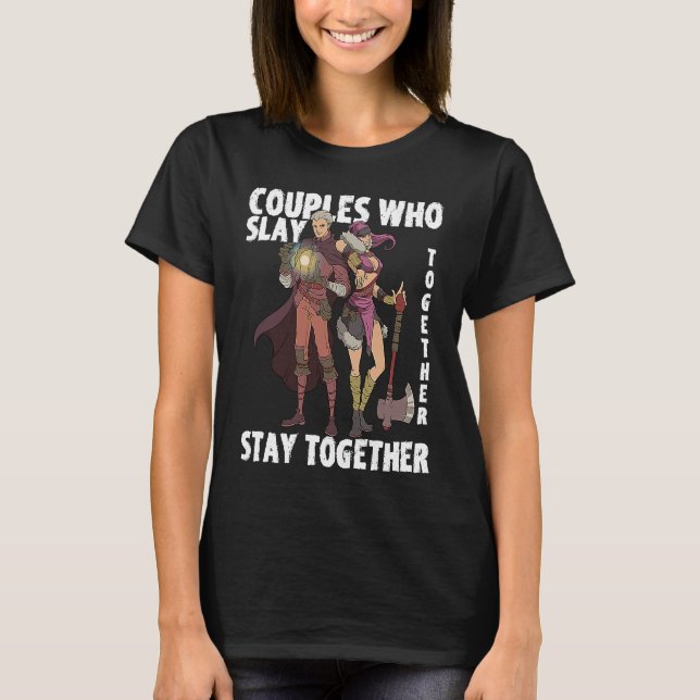 RPG Role Play  Idea Valentine's Day Gamer Couple C T-Shirt (Vorderseite)