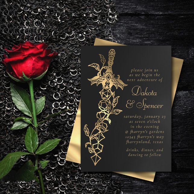 RPG-Schwert | Gold Sheen Fantasy Tabletop Gamer Di Einladung (Von Creator hochgeladen)