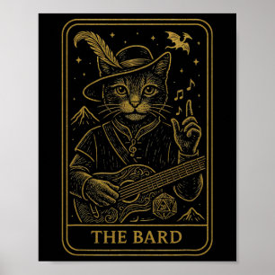 Rpg-Spieler Der Rd D20-Würfel Nerdy Geek-Katze Män Poster