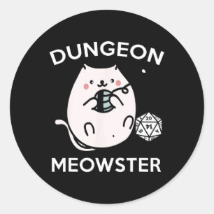 Rpg-Spieler-Katzen-Nebenquestorium-Lustiger-Nerd-D Runder Aufkleber
