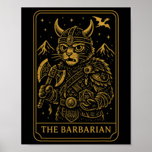 Rpg-Spieler Rrian D20-Würfel Verrückter Geek-Katze Poster